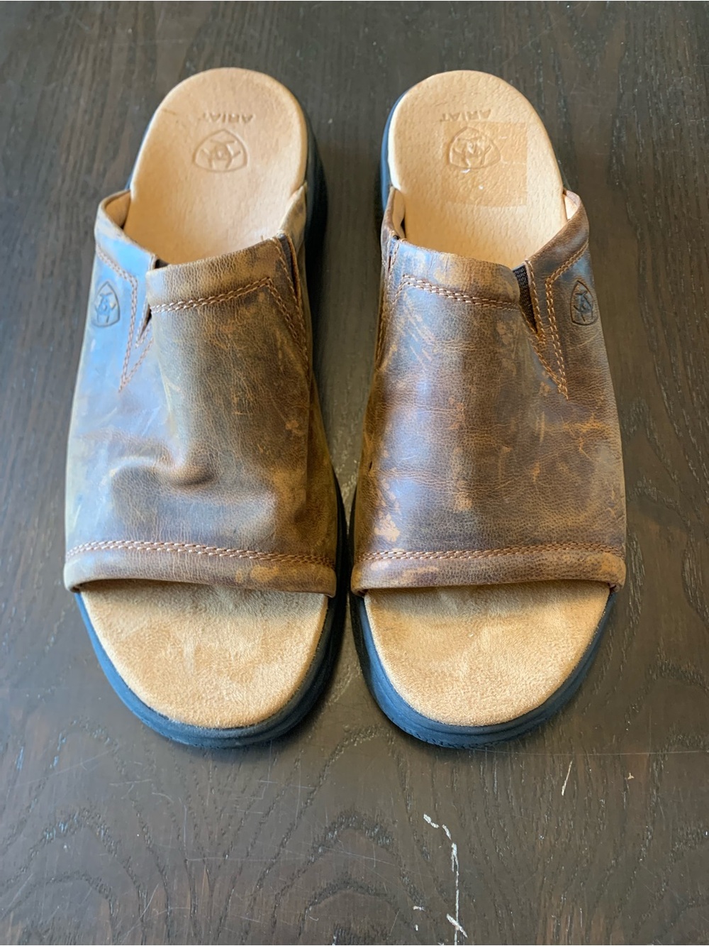 Women’s Ariat Bridgeport Leather Slides Slip-On Sandals Size 10 Like New